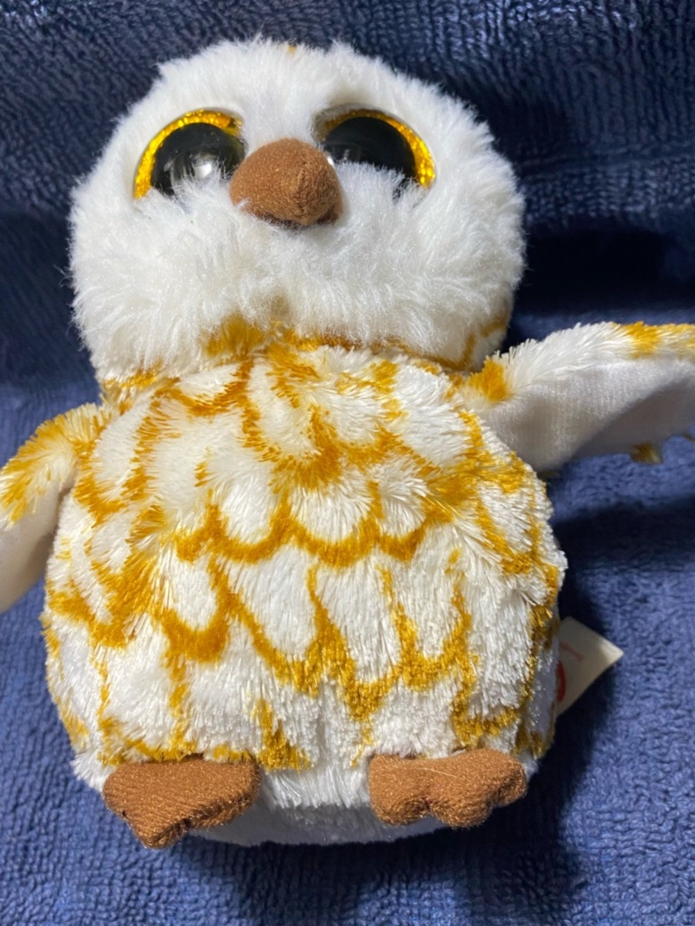 Ty White and Gold Plush Owl Small Pet Toy